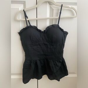 These Three Boutique black ruffle tank top